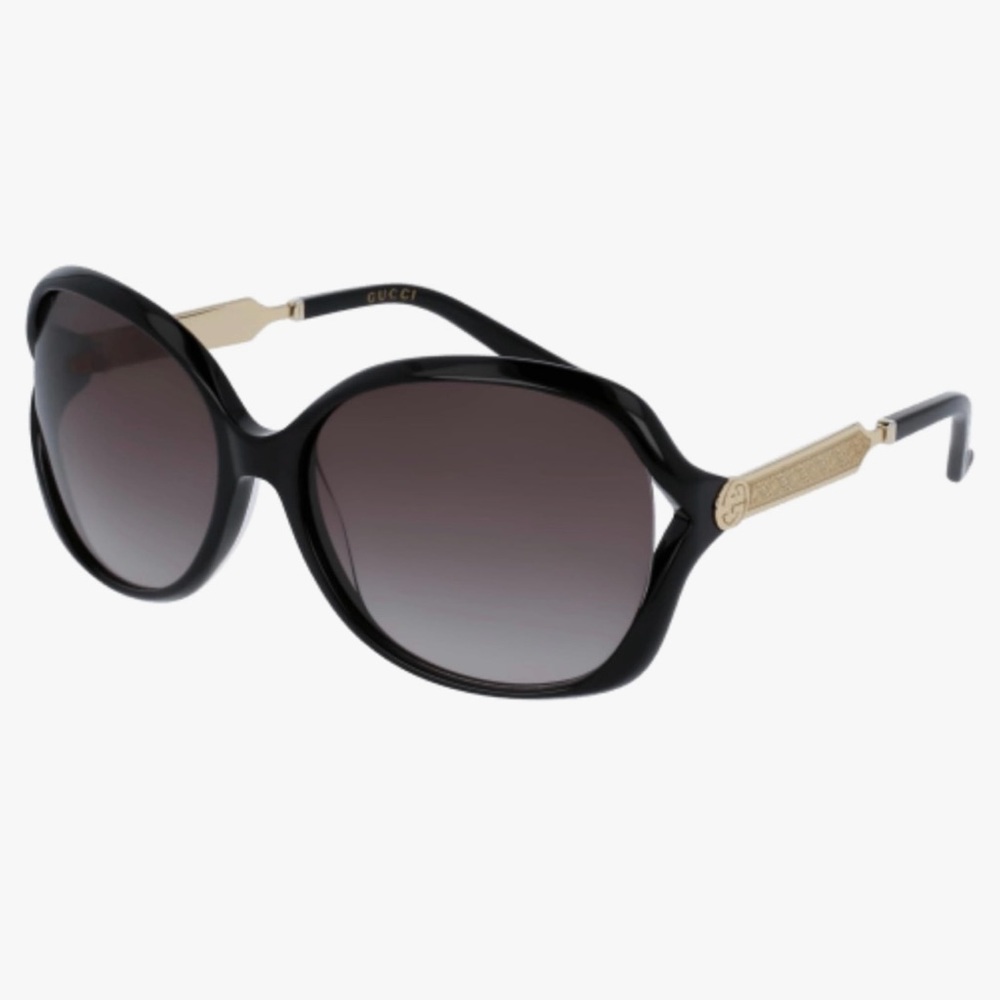 Gucci Black and Gold Sunglasses with Dark Tinted Lenses
